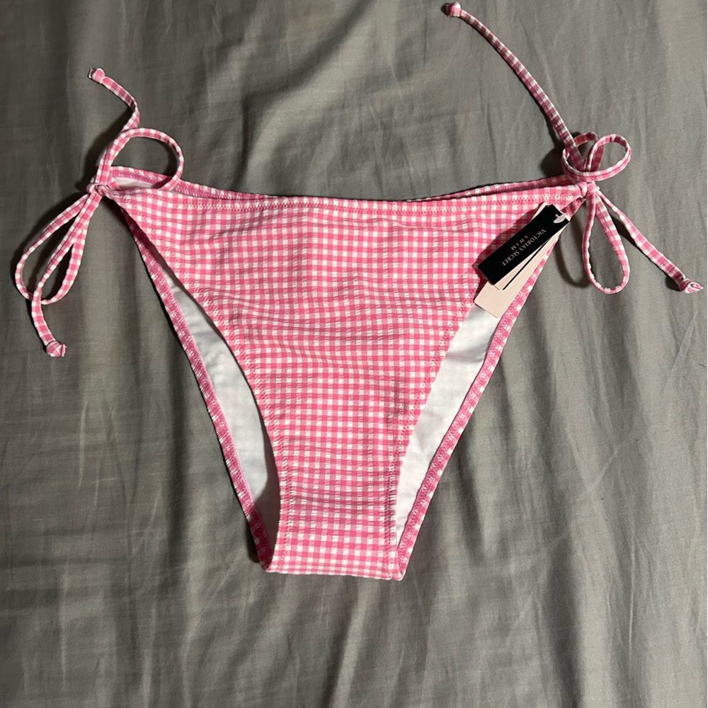 Victoria’s Secret Gingham Pink String Bikini Bottom Size XXL